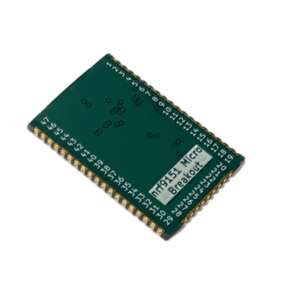 nRF9151 Micro Breakout back view — single-sided 14 × 20.8 mm PCB